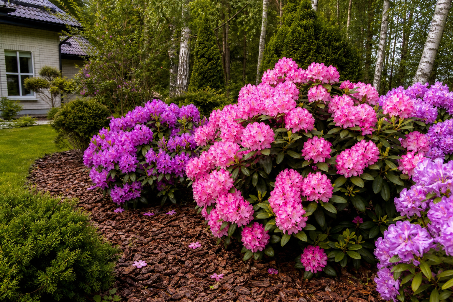Multšitud rododendronite peenar